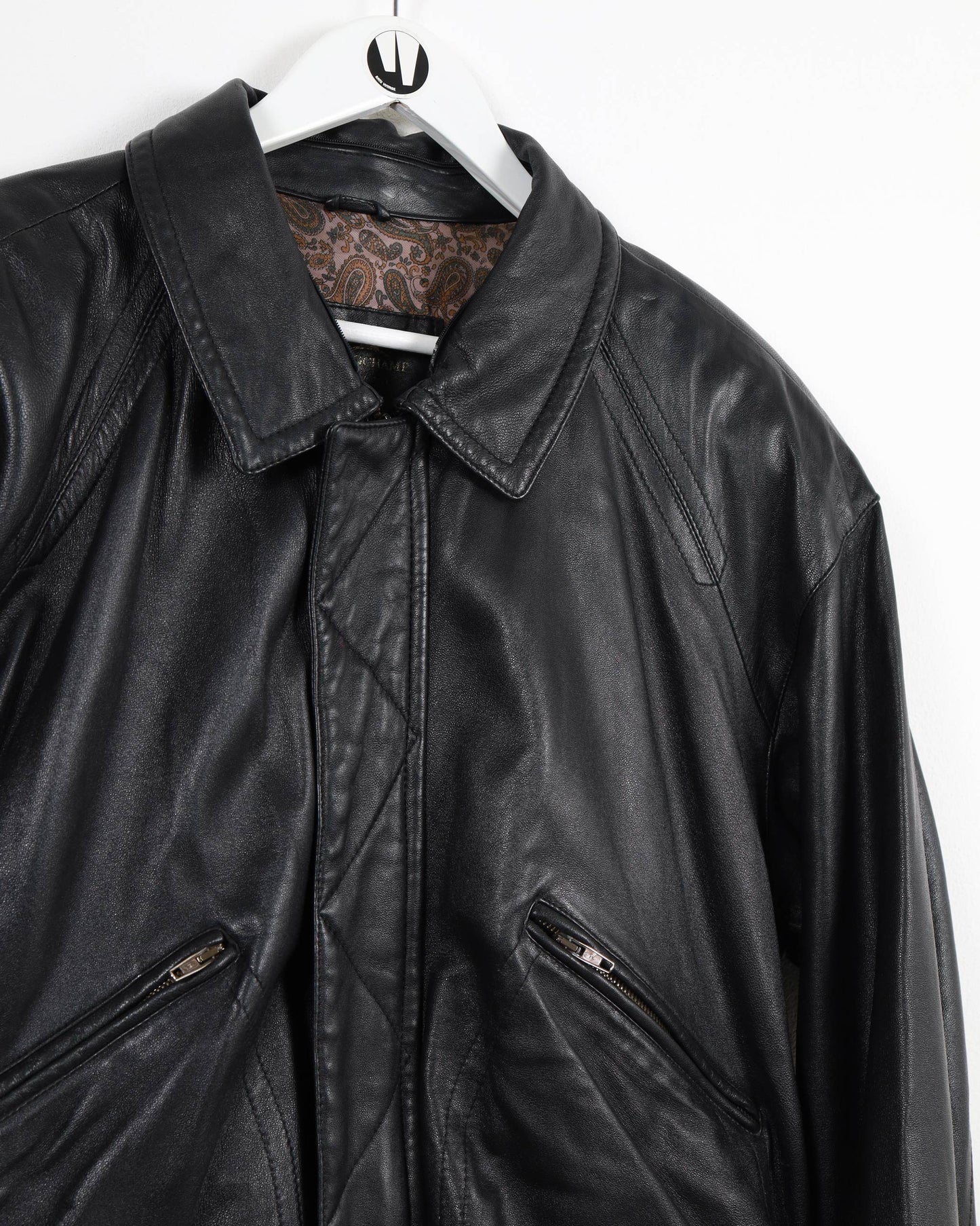 Longchamp Bomber Leather Jacket Black