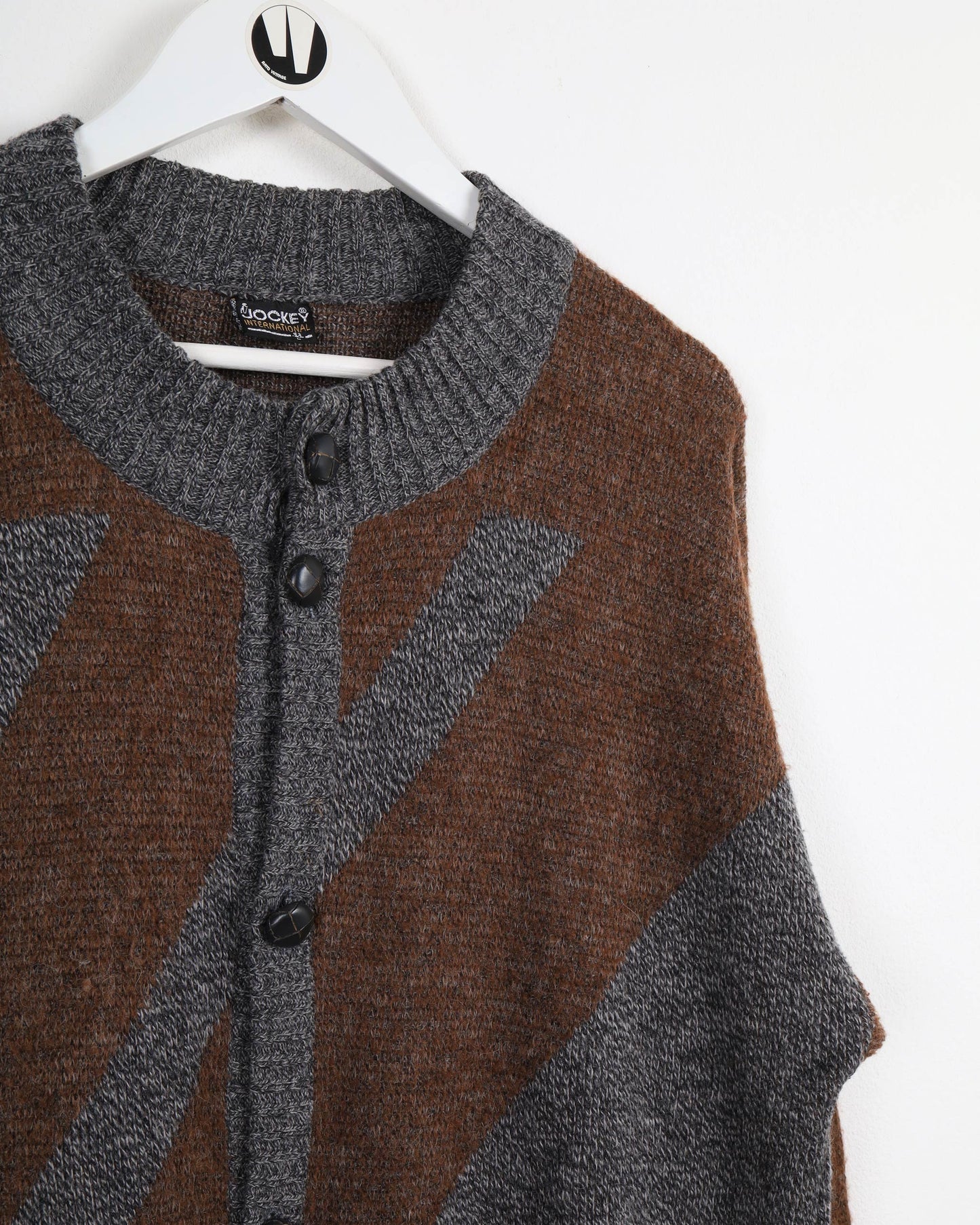 Cardigan con bottoni in lana lavorata a maglia vintage fantino