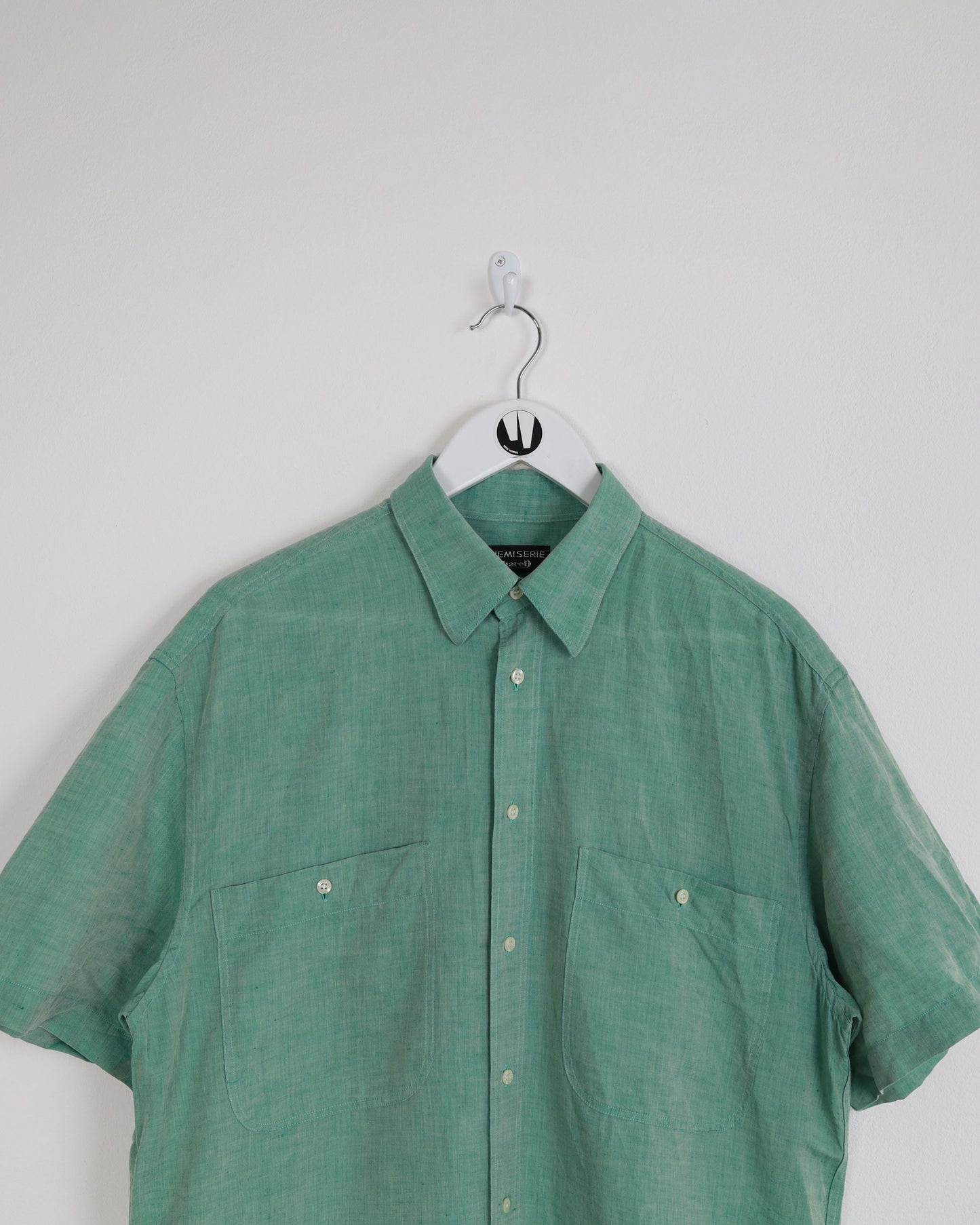 La Chemiserie Cacharel Linen Short Sleeve Shirt in Green