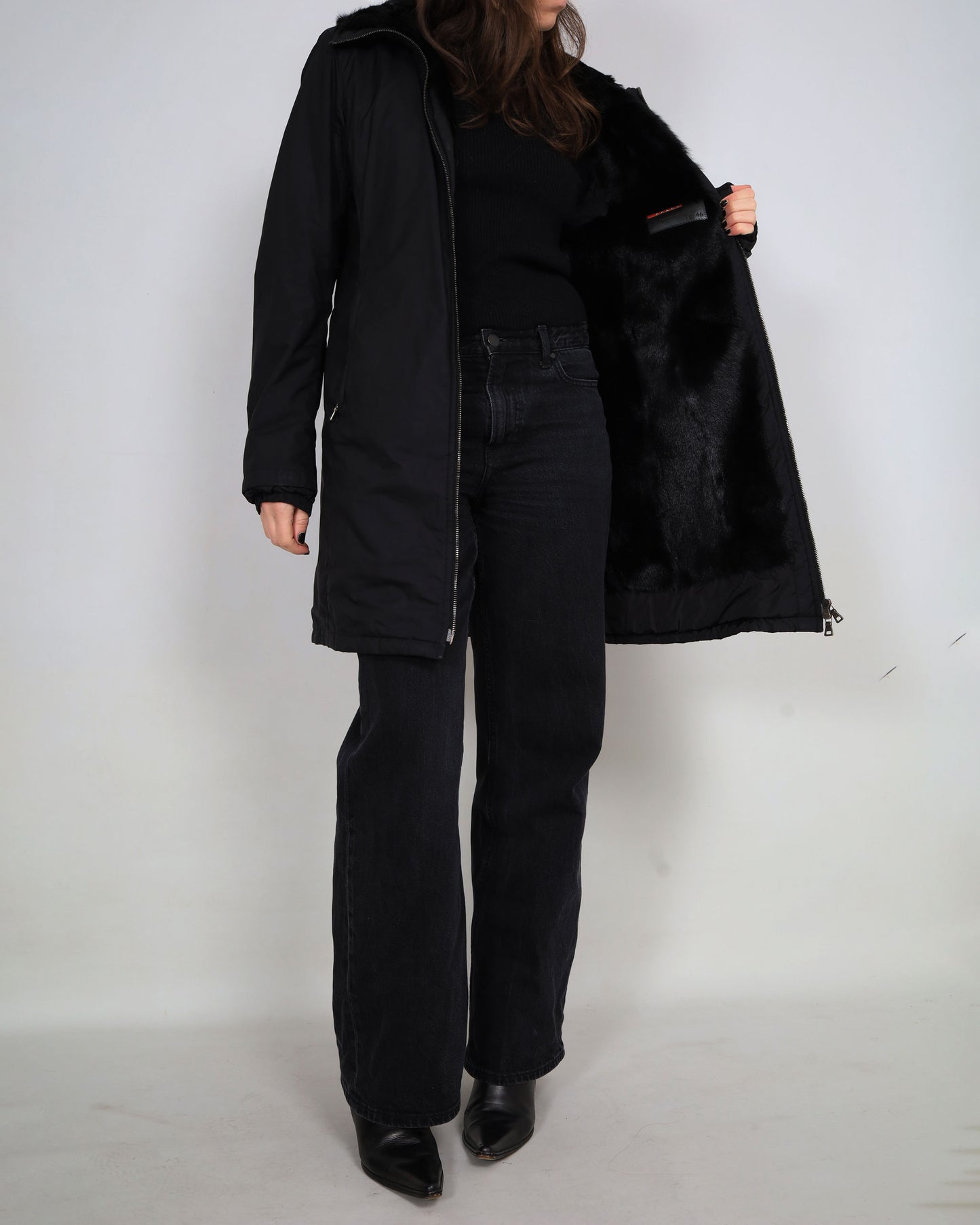 Prada Parka Jacket in Nylon with Goat Fur Lining