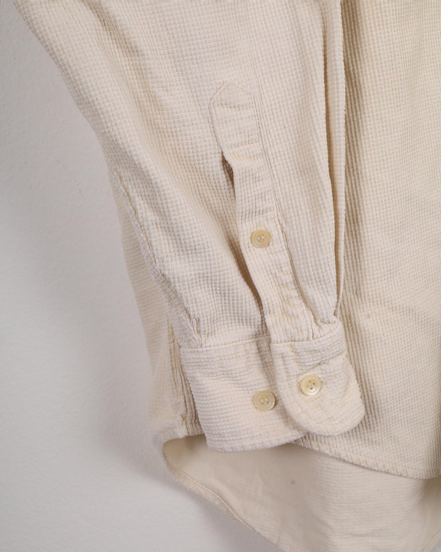 Camicia a maniche lunghe asimmetrica in cordoncino casual vintage Atwardson beige