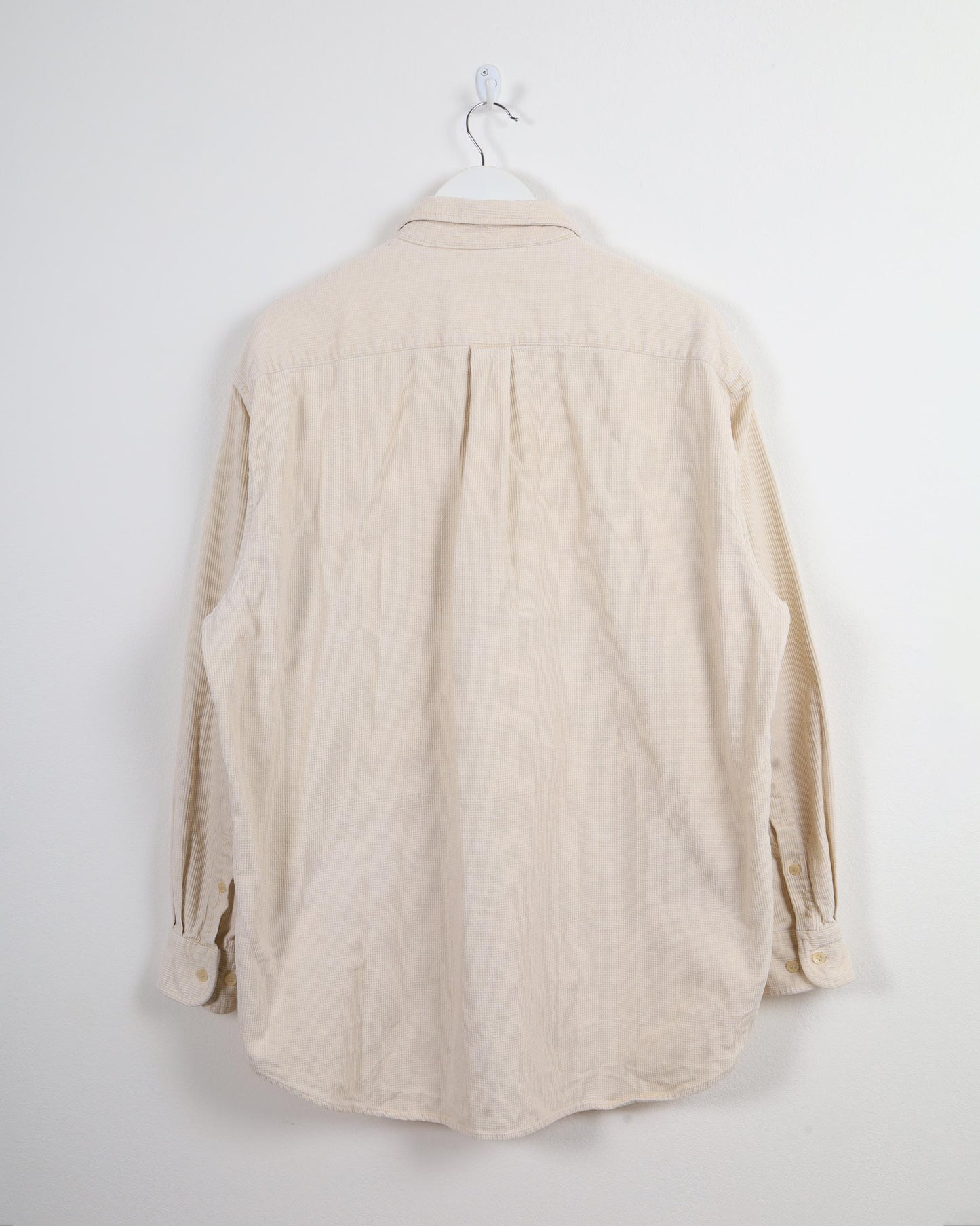 Vintage Atwardson Casual Cord Asymmetric Long Sleeve Shirt Beige