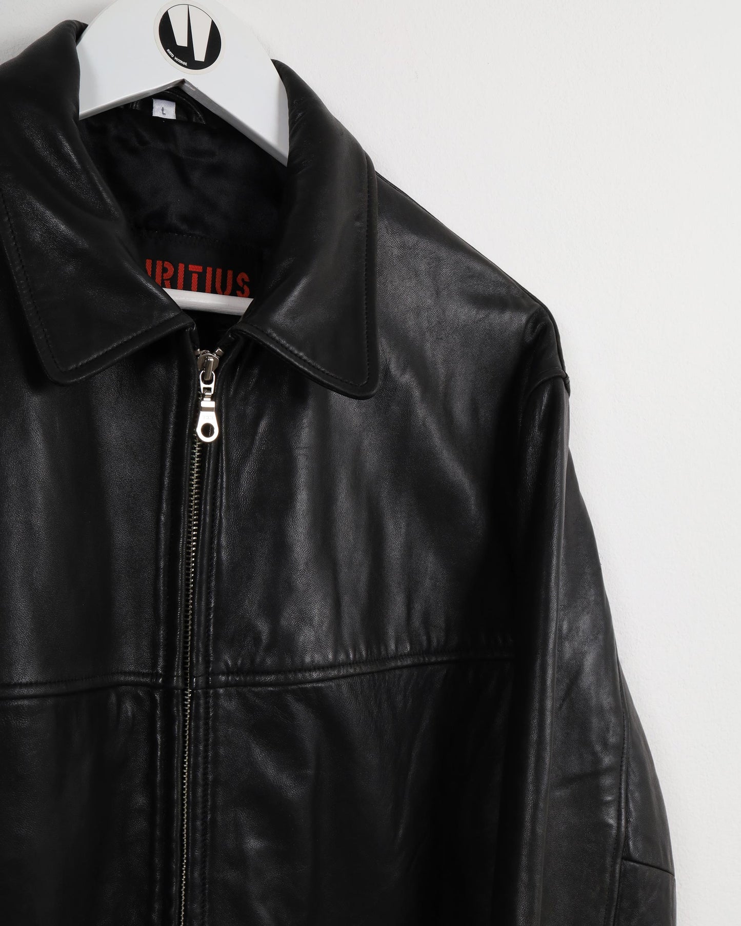Vintage Mauritius Napa Leather Bomber Jacket Black