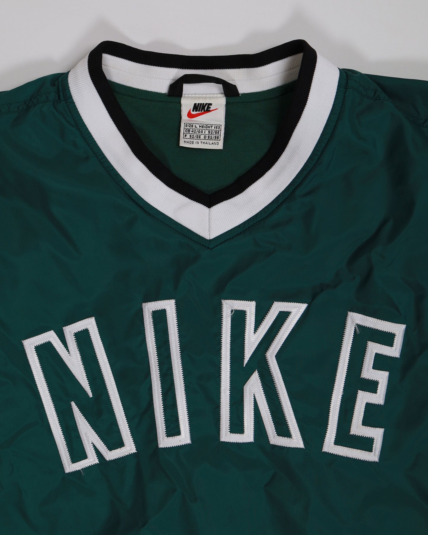 90s Nike V-Neck Shell Sweatshirt Logo Spell Out Green L