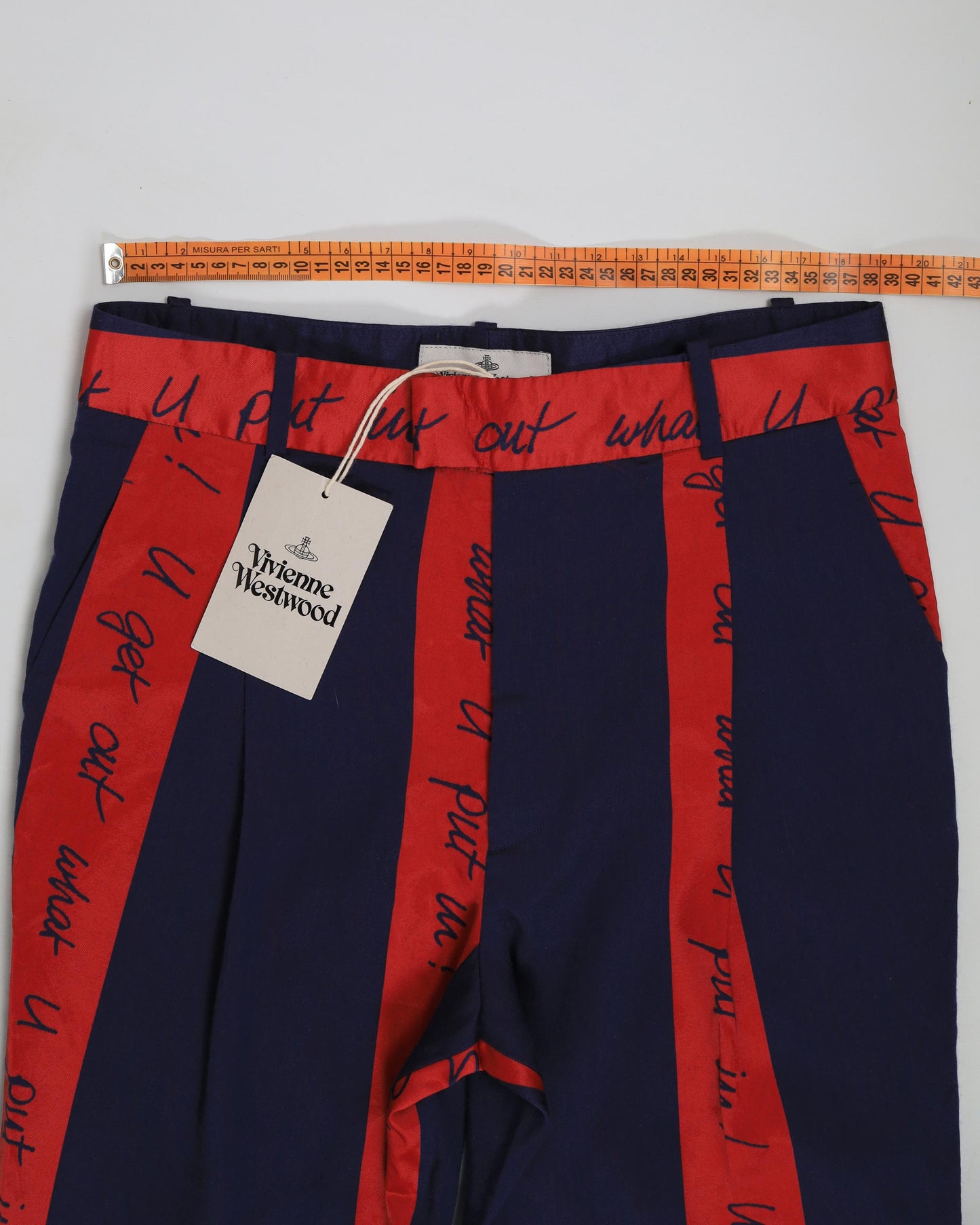 NEW Vivienne Westwood Tapered Fit Slogan Dave Trousers