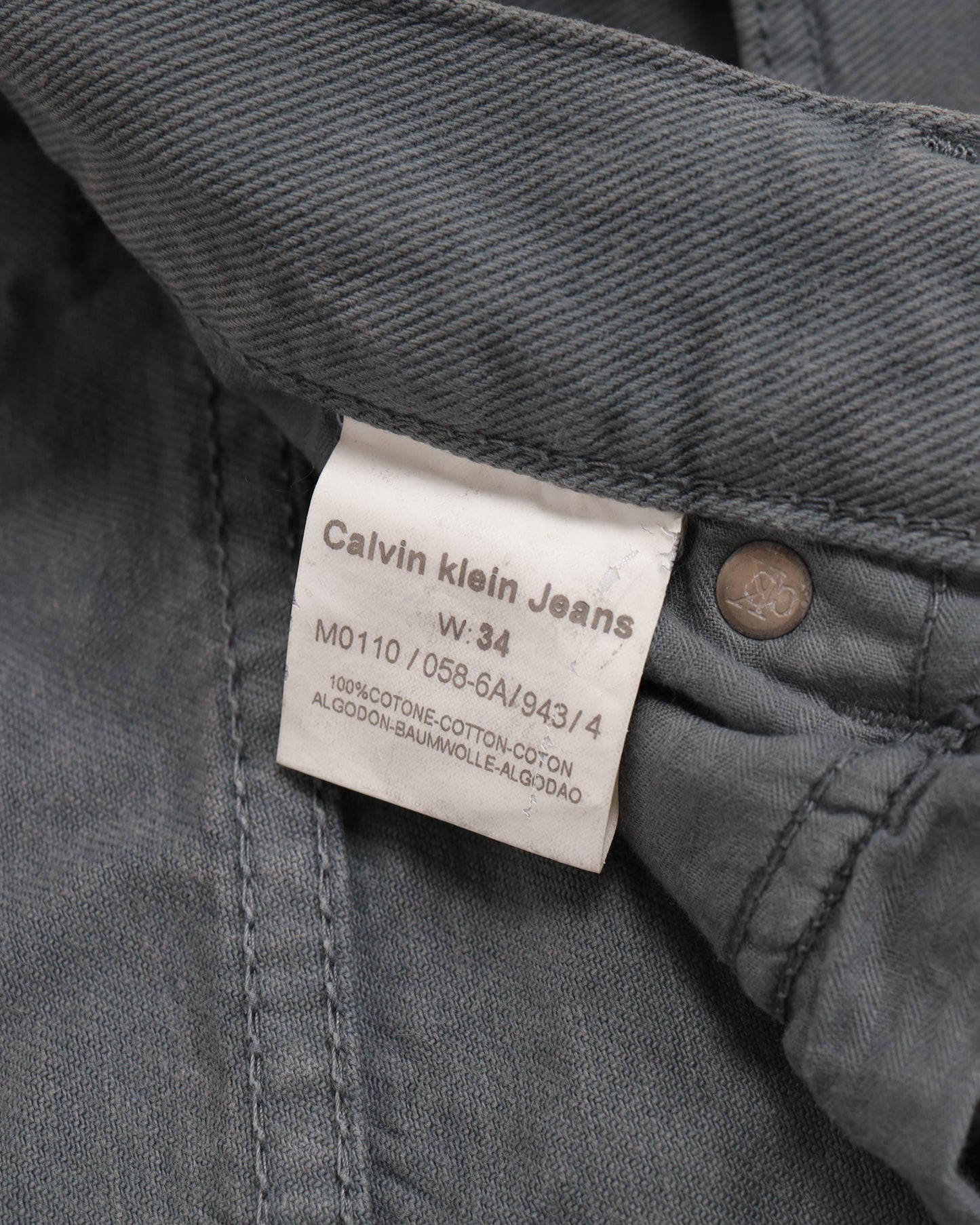 Calvin Klein Straight Fit Denim Jeans Grey 34
