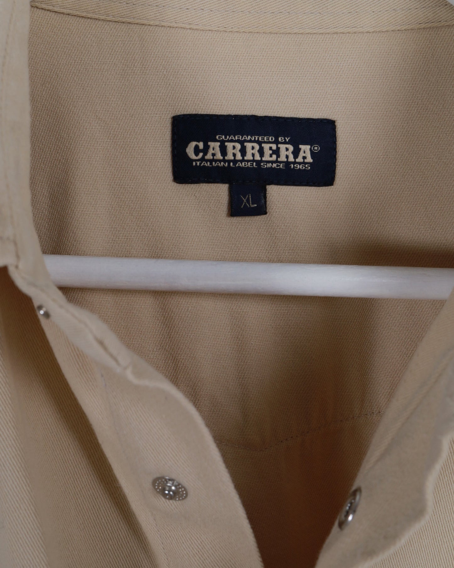 Carrera Regular Fit Snap On Plain Shirt in Beige XL