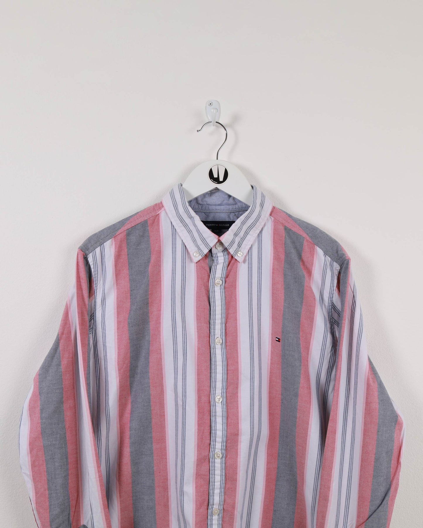 Tommy Hilfiger Slim Fit Striped Long Sleeve Shirt Blue/Pink L