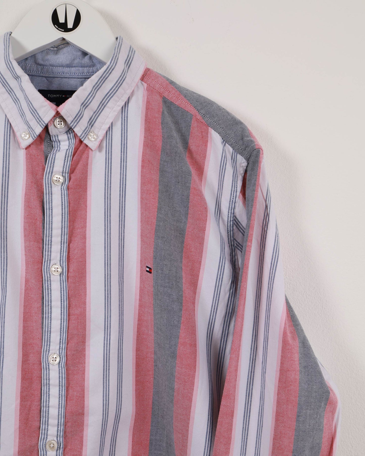 Tommy Hilfiger Slim Fit Striped Long Sleeve Shirt Blue/Pink L