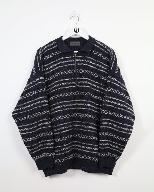 Maglione in maglia vintage Rosner con collo a zip e collo a ¼