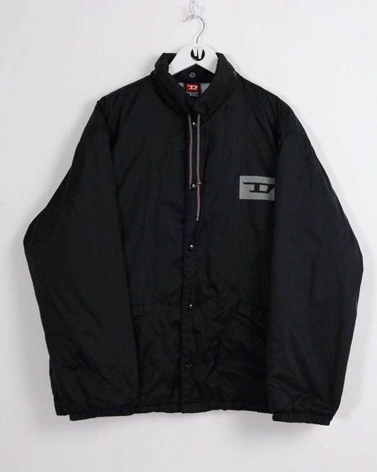 00s Diesel Nylon Jacket with Spell Out Logo in Black L