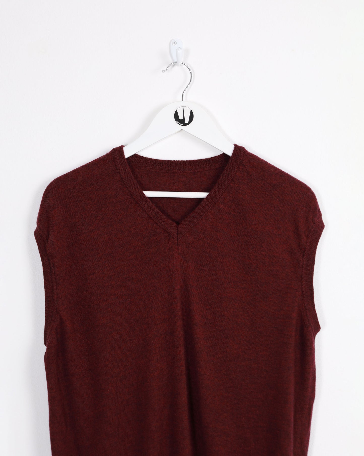 Vintage Knitted V-Neck Gilet Vest Burgundy