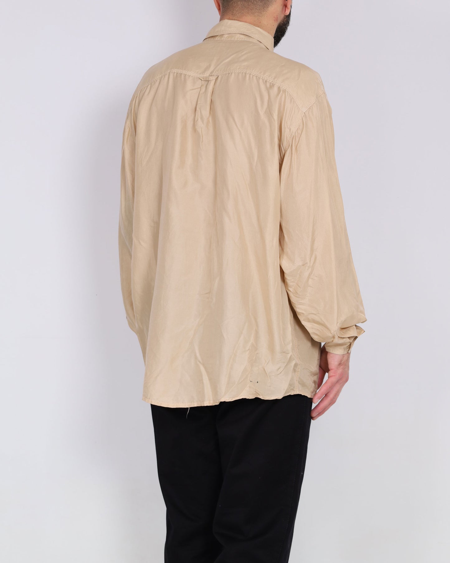Pura Seta Silk Long Sleeve Shirt Beige L
