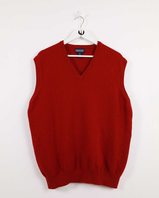 Gilet lavorato a maglia con scollo a V Land's End in rosso XL