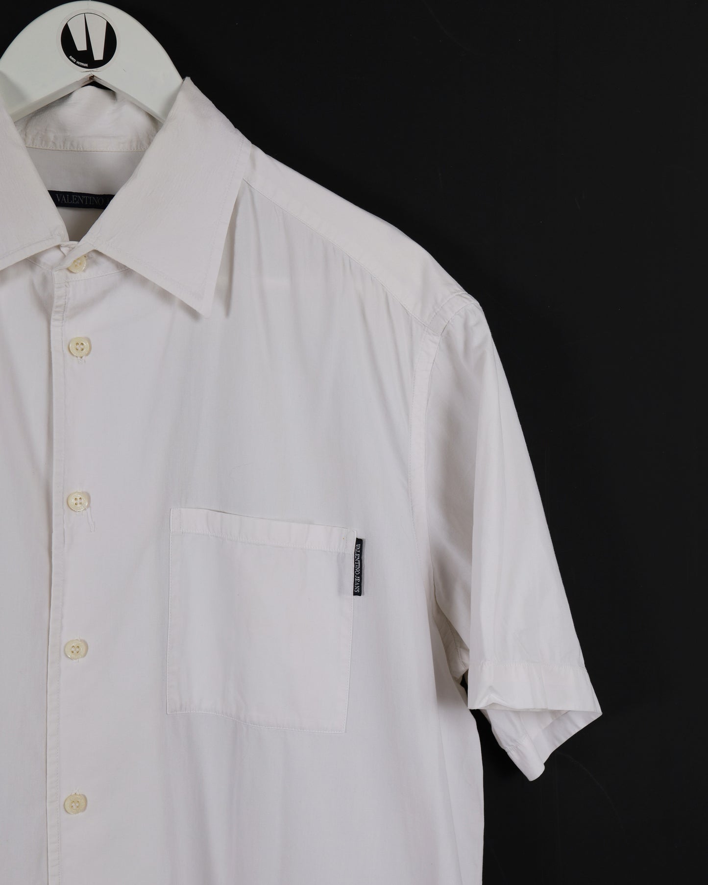 Valentino Short Sleeve Plain Shirt with Logo M White