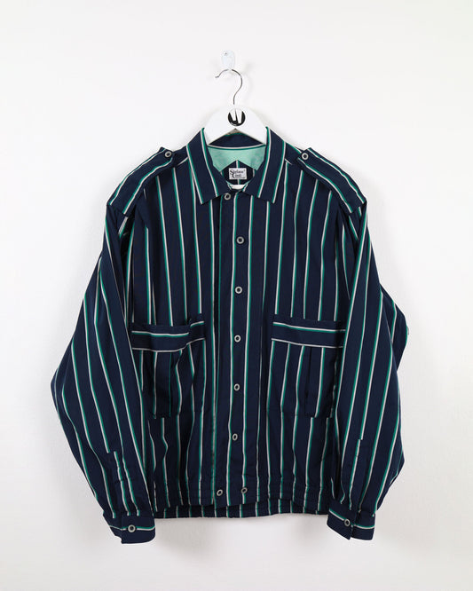 80s Vintage Stefano Conti Button Up Lightweight Jacket in Blue/Green M